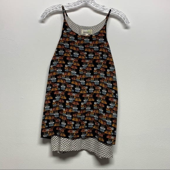 Anthropologie Porridge | Small |Split Back Suitcase Print Layered Swing Tank Top - Picture 5 of 15